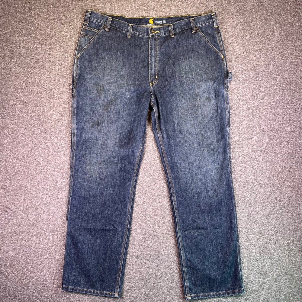 Carhartt Carpenter Jeans‎ Mens 44x32 Dark Blue Relaxed Workwear Durable Utility